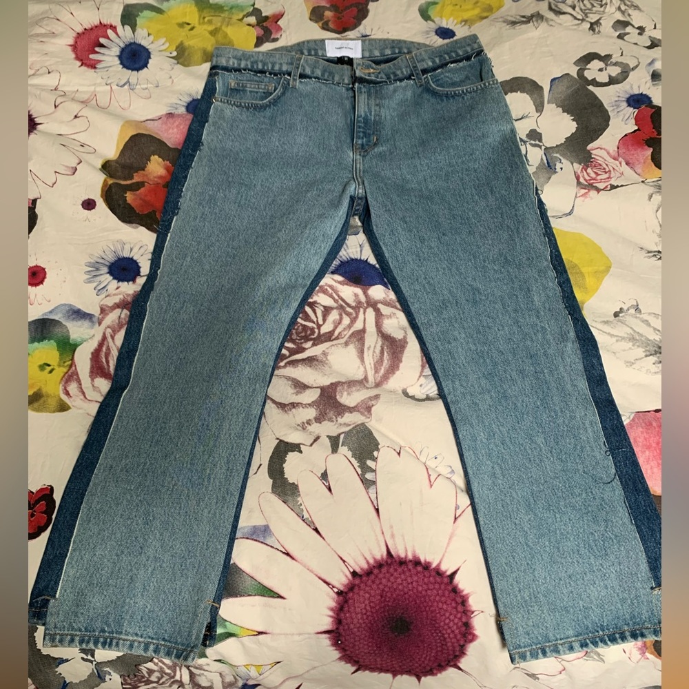 Current/Elliott The High Waist Somera Crop NWOT two tone contrast jeans